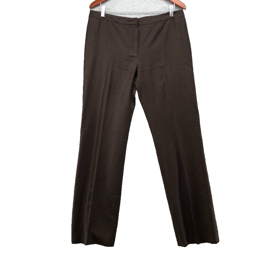 Valentino Wool Dress Pants Womens 10‎ 12 Brown Straight Leg Mid Rise Career